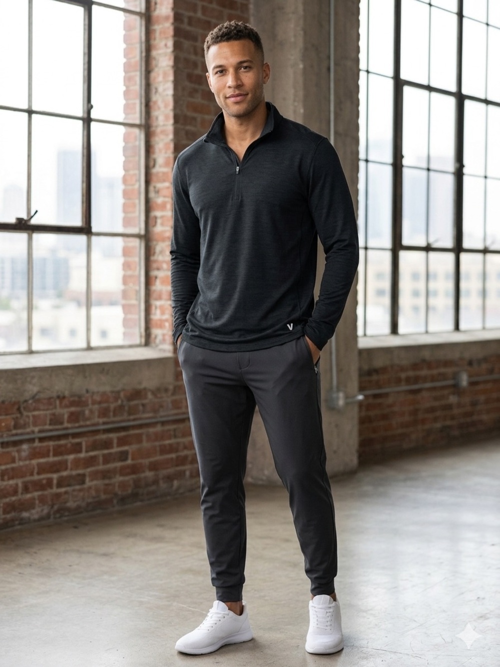 Vuori Ease Performance 1/2 Zip Athletic Golf Running Black pullover size XL